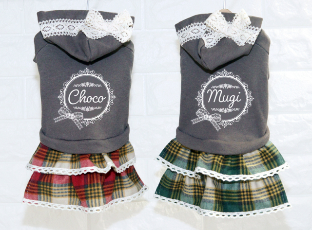 愛犬のお名前入り リボンレースワンピース 日本製 【犬服専門店