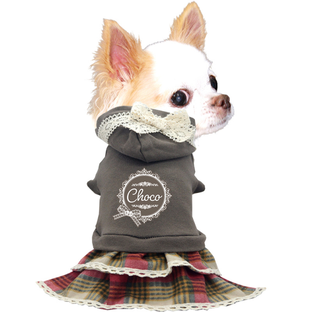 愛犬のお名前入り リボンレースワンピース 日本製 【犬服専門店