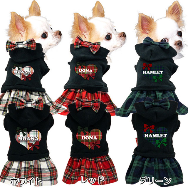 犬服⭐︎ハンドメイド♡リボンワンピース（チェック） 犬服⭐︎ハンドメイド♡リボンワンピース（チェック）