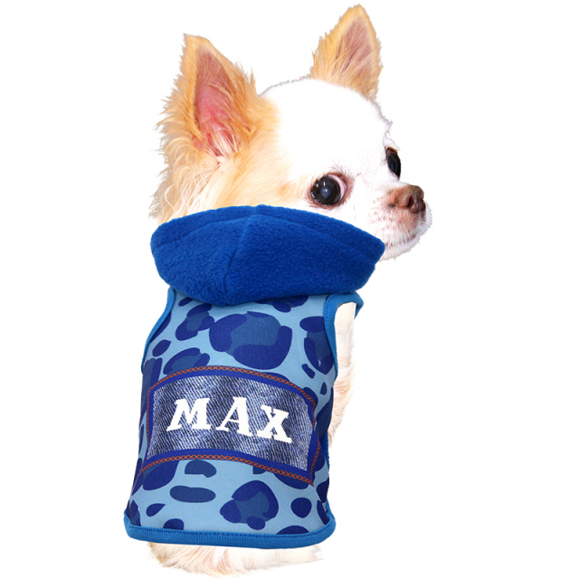 愛犬のお名前入り ビビッドレオパードフリースパーカー 日本製【犬服