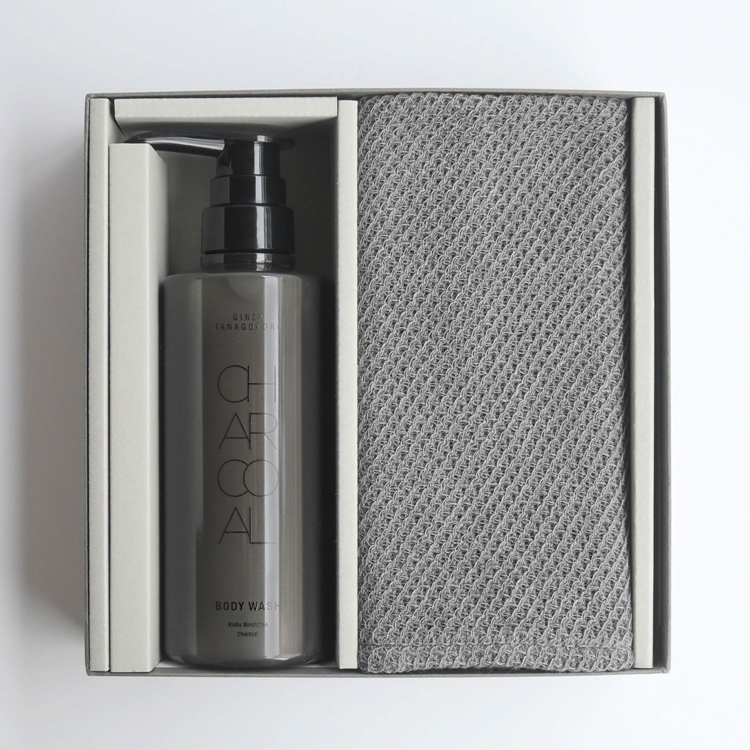 チャコールボディウォッシュ＆ ボディタオルギフトセット [紀州備長炭配合]