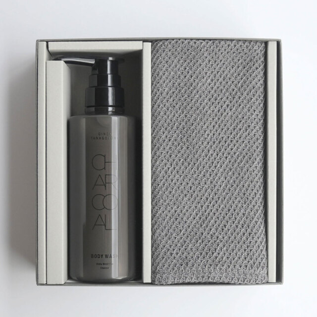 チャコールボディウォッシュ＆ ボディタオルギフトセット [紀州備長炭配合]