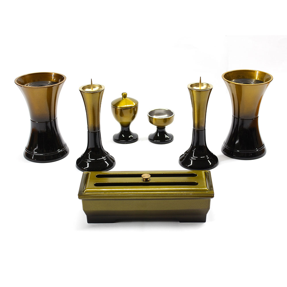 仏具7点セット 彩 4.5寸 コハクボカシ