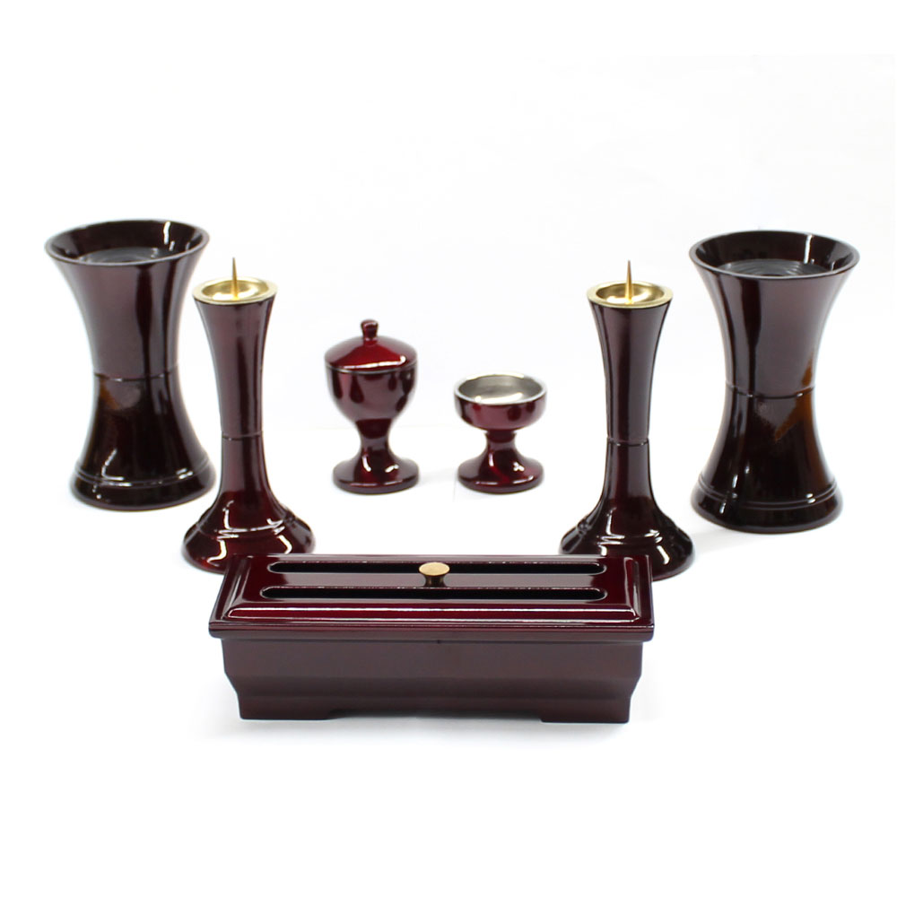 仏具7点セット 彩 4.5寸 ワイン