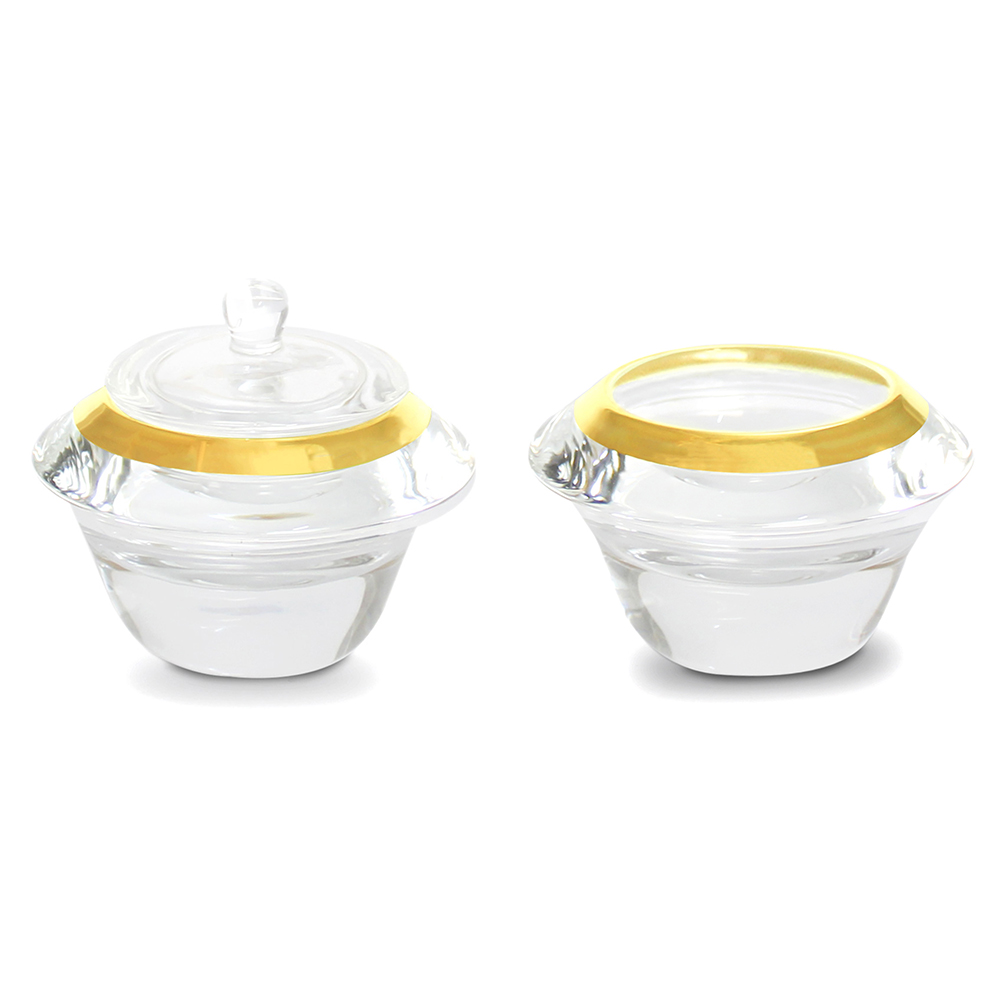 ★新品未使用★ プラチナ唐草　クリアガラス高高台　2個セット 水・ご飯入れセット ガラス プラチナライン｜創価学会 田中仏壇店