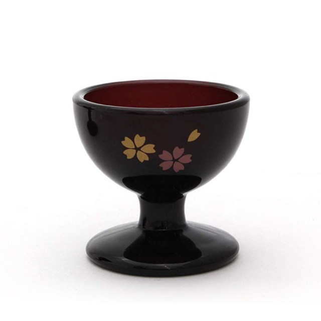 水入れ・ご飯入れセット ガラス 桜柄 ぶどう色