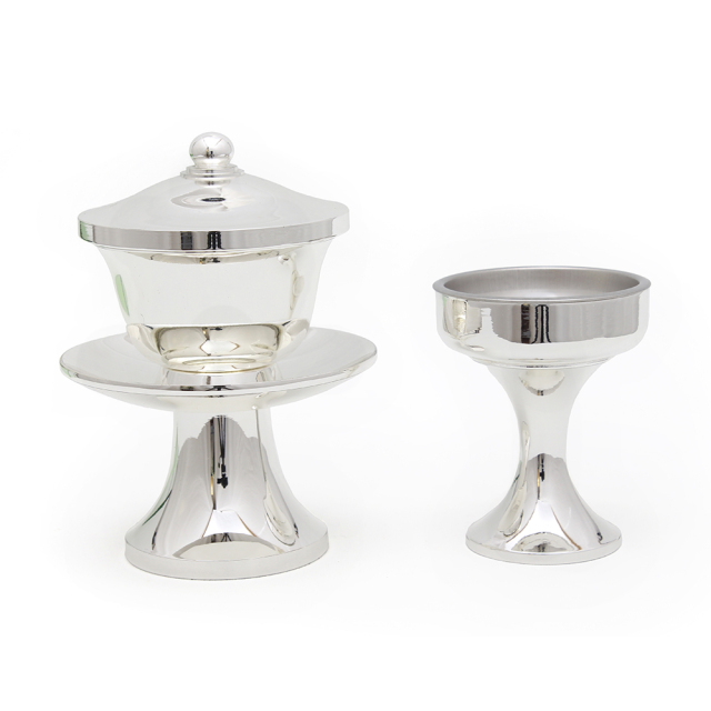 水・ご飯入れセット 銀メッキ｜創価学会仏壇 田中仏壇店