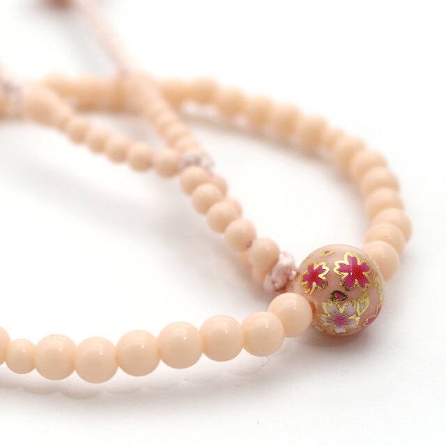 女性用念珠 桜の転写 ピンク｜創価学会仏壇・仏具 田中仏壇店