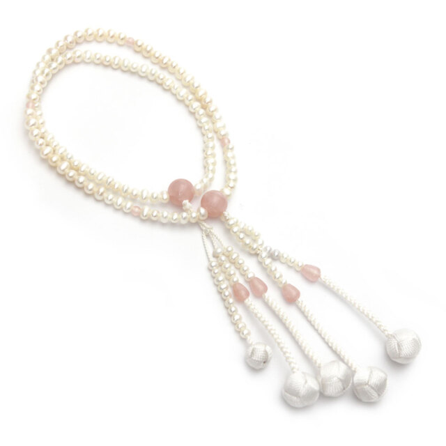 女性用念珠 淡水パールと紅水晶｜創価学会仏壇 田中仏壇店