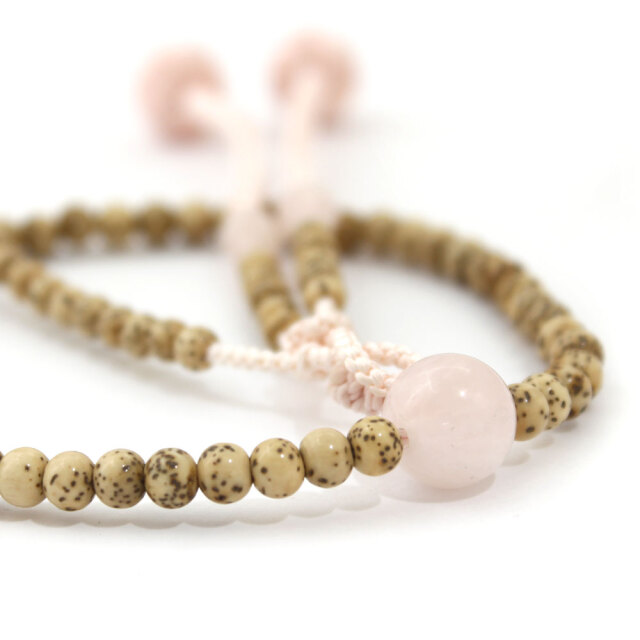 木製念珠 女性用 星月菩提樹とローズクォーツ [特選]