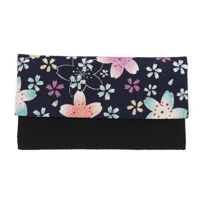 念珠入れ ちりめん桜 紺