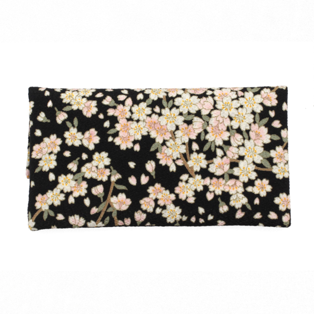 念珠入れ ちりめん小桜 黒