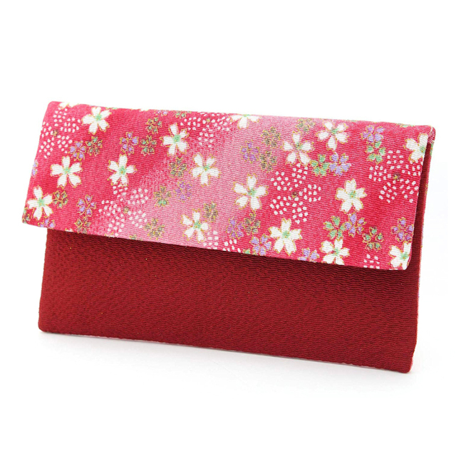 念珠入れ ちりめん小桜 赤