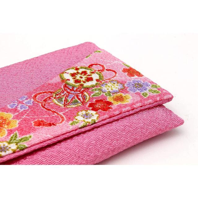 美品　念珠　2つセット 勤行 念珠セット 女性用 (キャッツアイレッド2色房/ちりめん ピンク