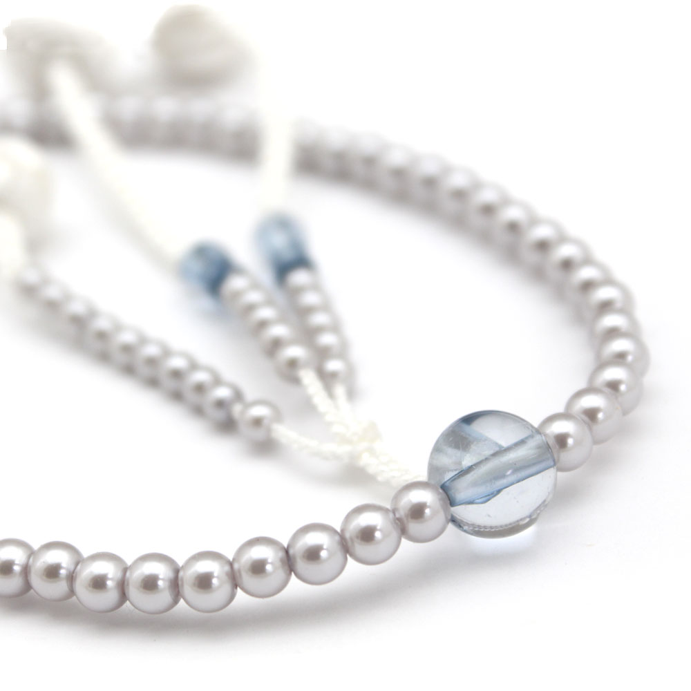 PC念珠 女性用 パール グレーブルー