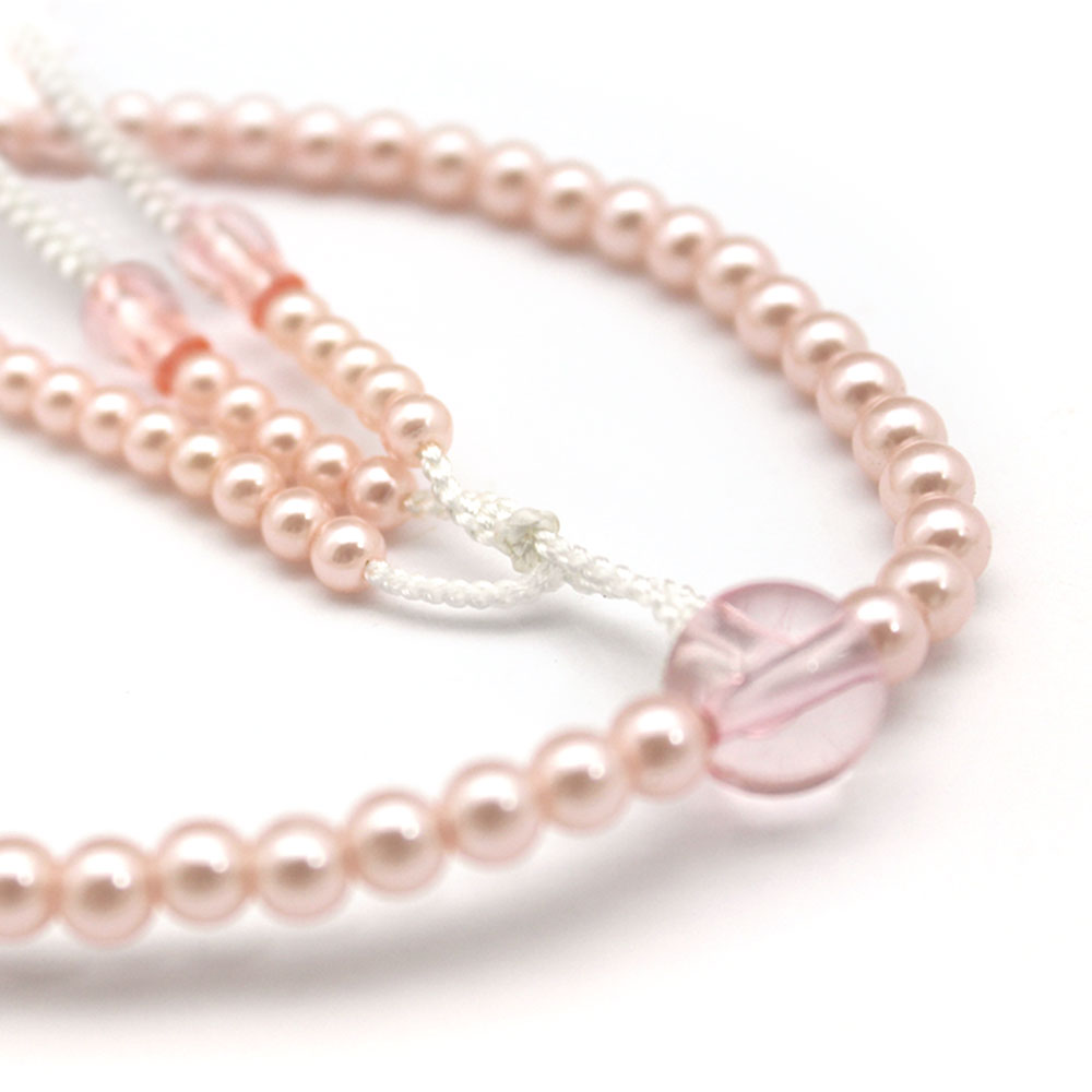 PC念珠 女性用 パール ピンク桜 2色房