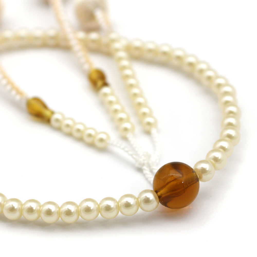 女性用念珠 パール アイボリー琥珀 2色房｜創価学会 田中仏壇店