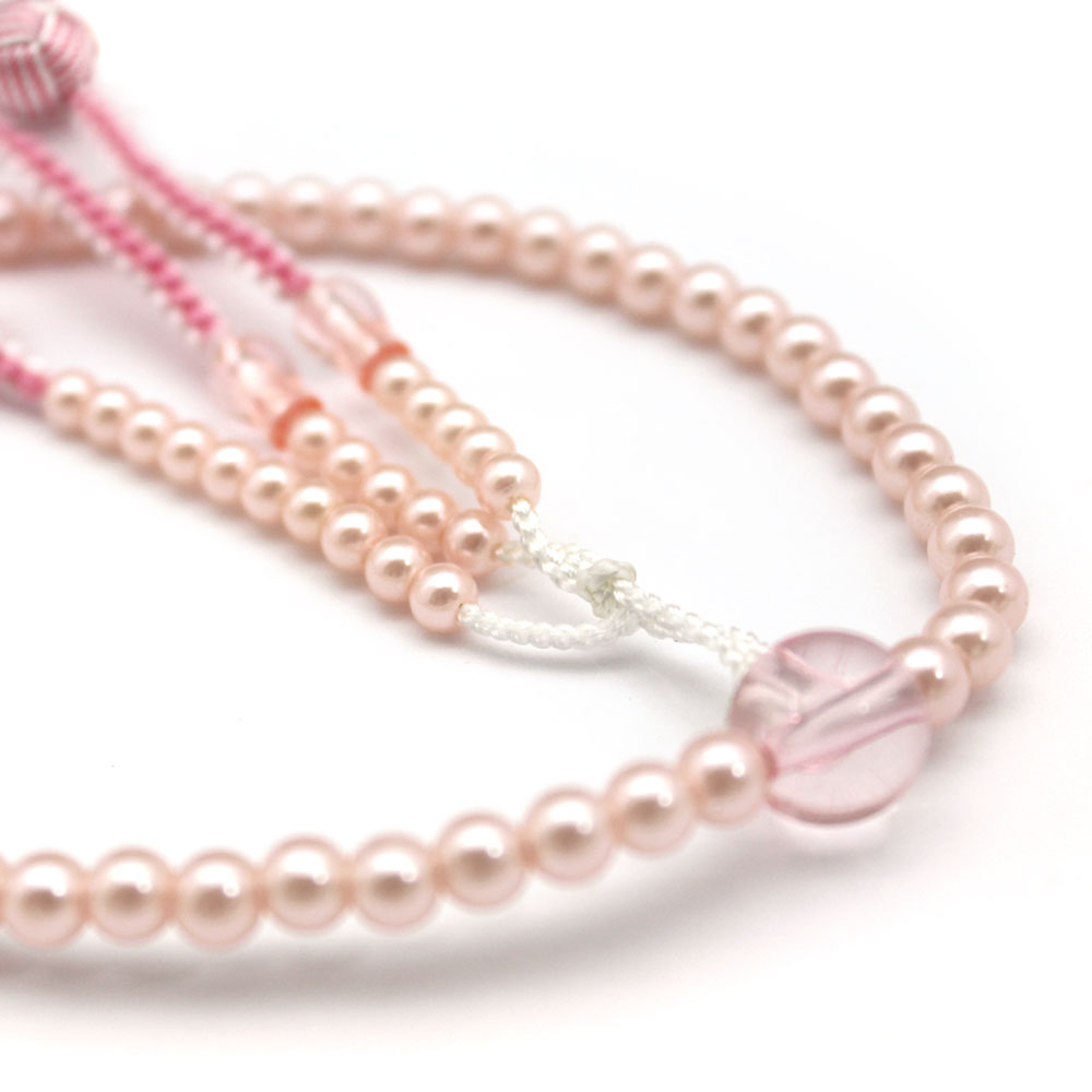 PC念珠 女性用 パール ピンク桜 2色房