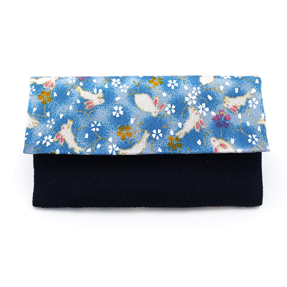 念珠入れ ちりめんうさぎ 青