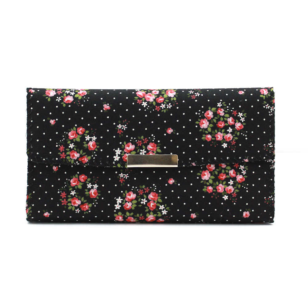 念珠入れ 小花 黒