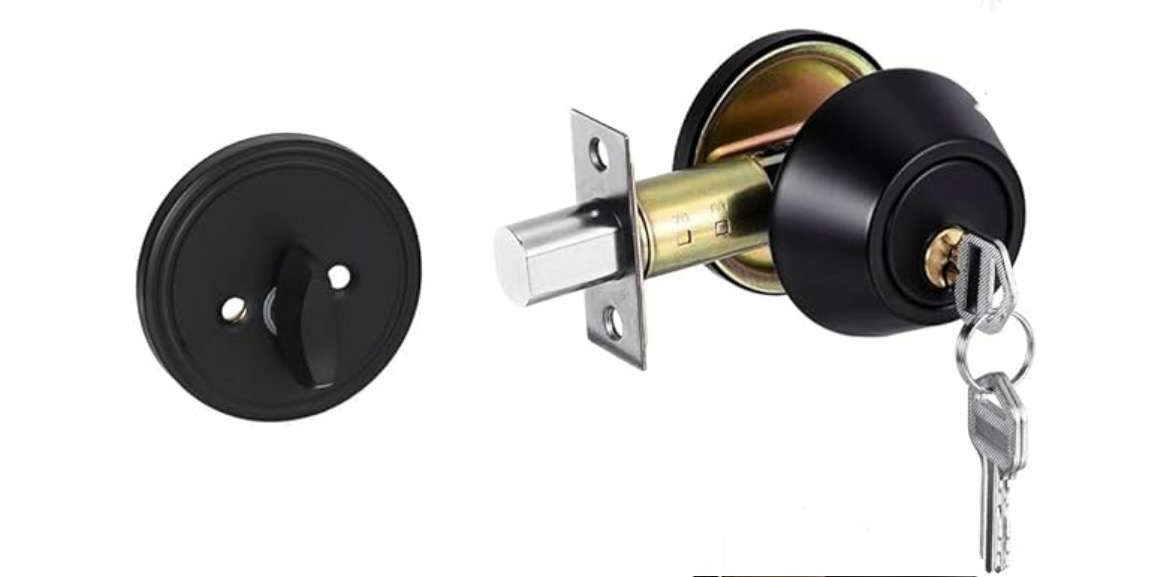 本締り錠　シリンダーサムターン【商品コード：aian-007】ブラック　クラシック　アンティーク・ビンテージ【オプション金物】