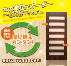 オーダー　1枚引き戸　室内対応　木製建具　(商品コード：kl-046) 　枠内：高さ～2400mm以下×枠内：幅1800mm以下※高さは上下のミゾ深さ含みません。【条件付き送料無料】オーダー　リフォーム　片引き　表面材カラーお選び頂けます。ご希望サイズでお届けいたします