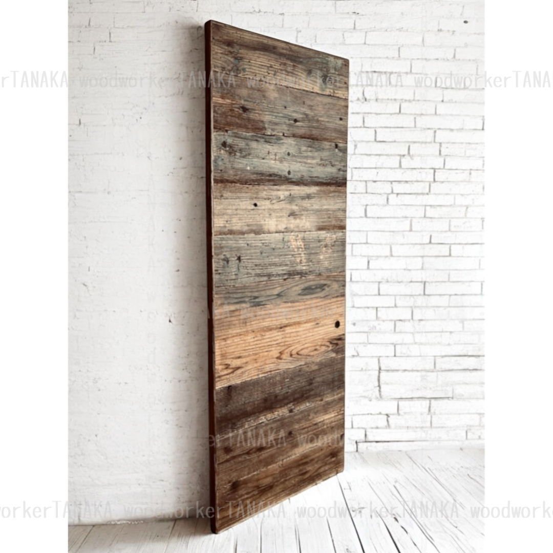 オーダードア　室内建具　ビンテージドア　横貼り　クリア塗装済み　(商品コード：vintage-001) 　高さ：1000mm～1820mm以下×幅：910mm以下対応です。【条件付き送料無料】オーダー　リフォーム　片開き　ご希望サイズでお届けいたします