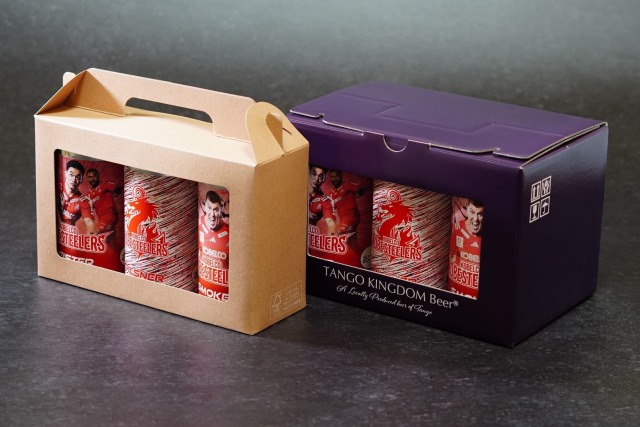 コベルコ神戸スティーラーズ・丹後王国ブルワリー 2025コラボ缶ギフトセット 化粧箱入りイメージ