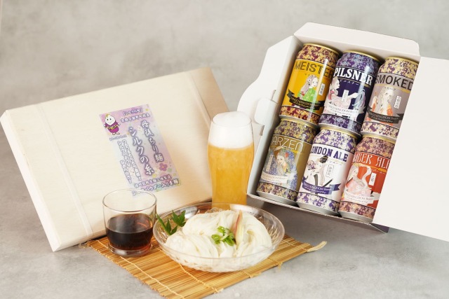 【夏限定】のどごし味わう至福のギフト 丹後姫ビール6缶＆木箱入りシルク素麺セット