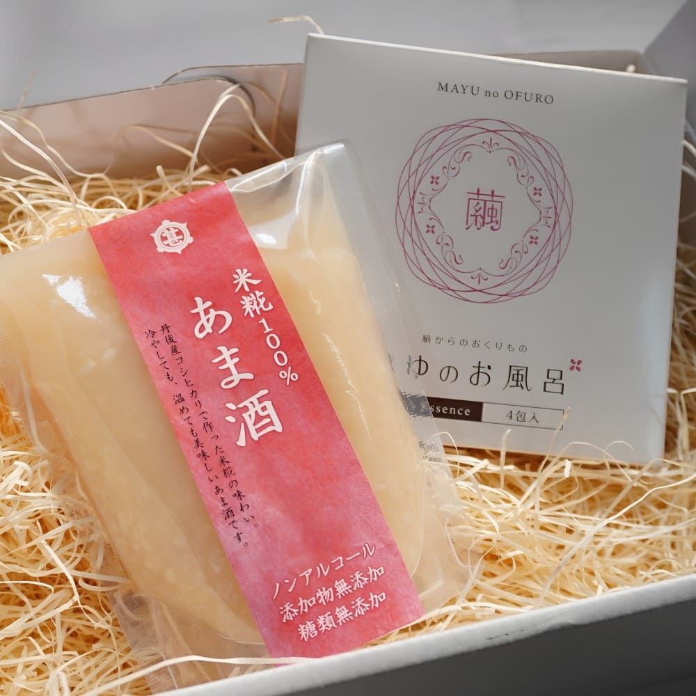 まゆのお風呂 パウチセット〈浴用化粧料〉 &米糀100％ あま酒セット