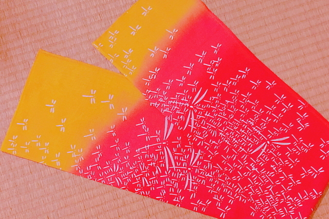 手ぬぐい　群とんぼ（赤黄）