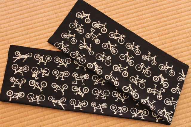 手ぬぐい　自転車（黒）