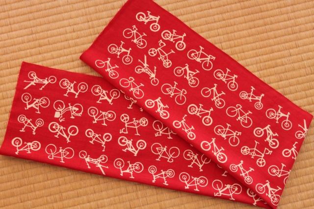 手ぬぐい　自転車（赤）