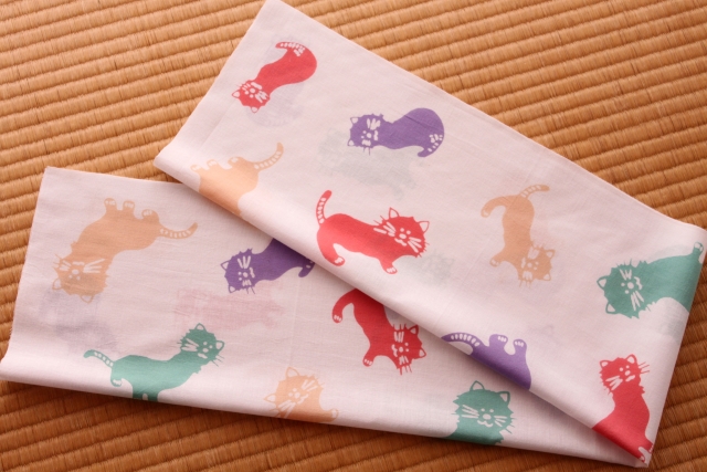 手ぬぐい　ネコ