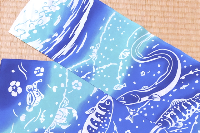 手ぬぐい　川魚