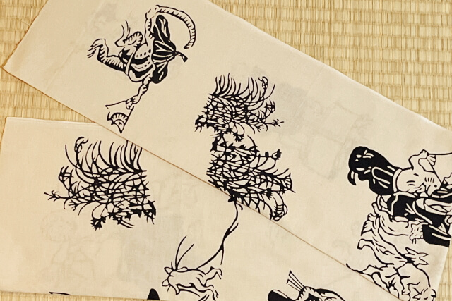 手ぬぐい　鳥獣戯画