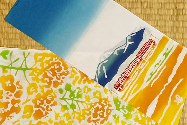 手ぬぐい　菜の花列車