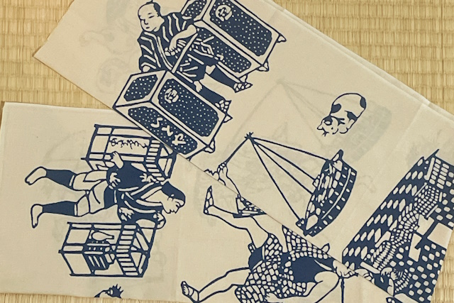 手ぬぐい　江戸の物売り