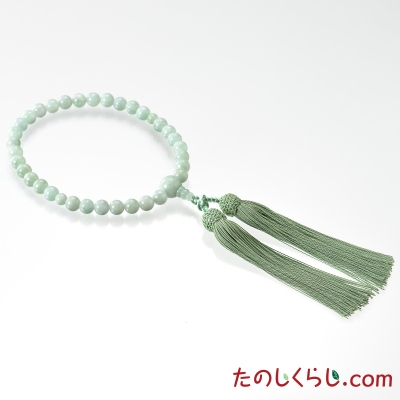 【送料無料】京念珠　ビルマ翡翠（女性用片手持ち　桐箱入り）