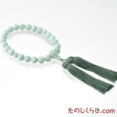 【送料無料】京念珠　ビルマ翡翠（男性用片手持ち　桐箱入り）