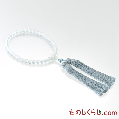 【送料無料】京念珠　白瑪瑙（女性用片手持ち　桐箱入り）