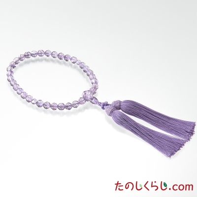 【送料無料】京念珠　切子（女性用片手持ち　桐箱入り）　ローズアメジスト