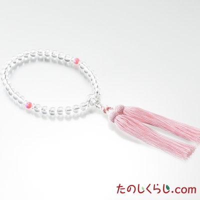 【送料無料】《京念珠×京セラ》京都オパール　水晶（女性用片手持ち　桐箱入り）