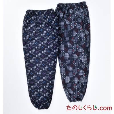 純綿かすり柄プリントもんぺ（柄おまかせ２本セット） 女性用 日本製