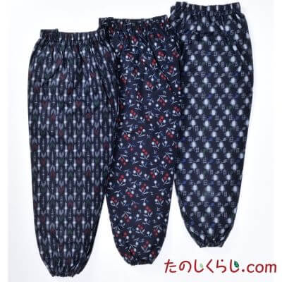 純綿かすり柄プリントもんぺ（柄おまかせ３本セット） 女性用 日本製