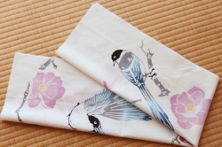 手ぬぐい　木蓮に尾長
