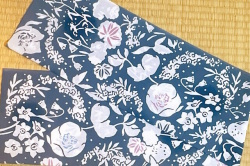 手ぬぐい　雪花にシマエナガ