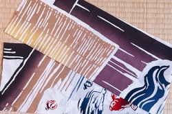 手ぬぐい　縁側に金魚鉢