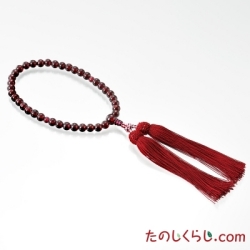 【送料無料】京念珠　ガーネット7mm玉（女性用片手持ち　桐箱入り）