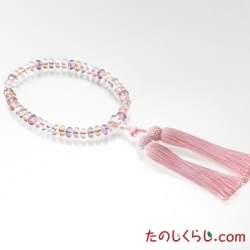 【送料無料】京念珠　スターシェイプカット（女性用片手持ち　桐箱入り）　ミックスクォーツ